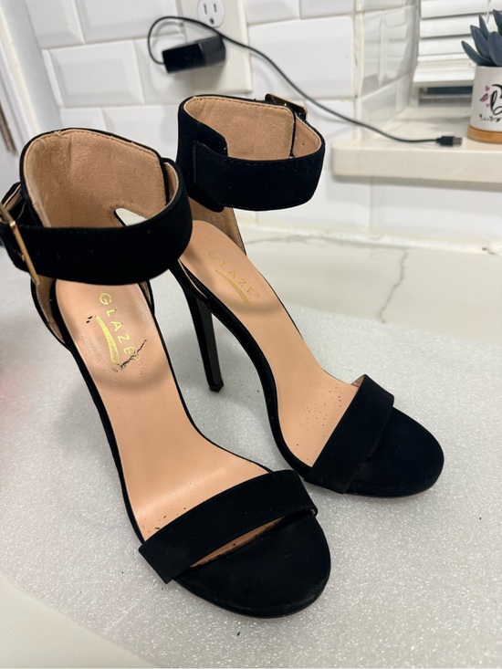 Glaze Shoes - Glaze Black Suede Ankle-Strap Stiletto Heels